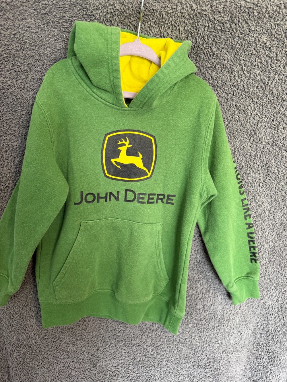 John Deere Green Hoodie with Yellow Lining & Logo